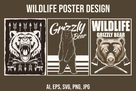 Download Wildlife Poster Design with Bear Mascot - Wild Collection