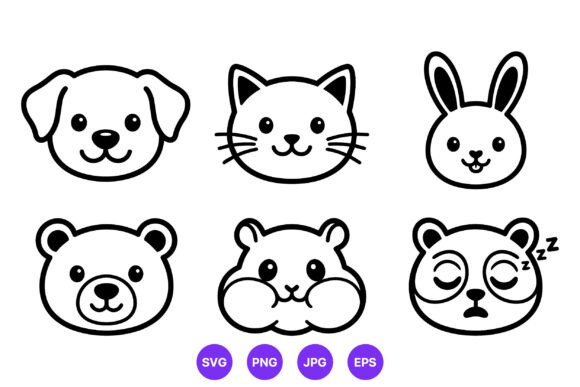 Download Cute Animal Faces Cartoon Vector Design - Animal Collection