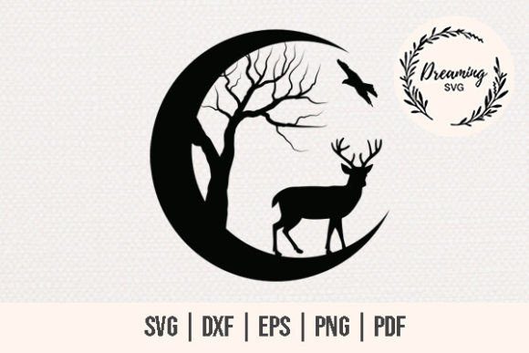 Download Deer SVG - Moon Wildlife SVG - Buck SVG - Wild Collection