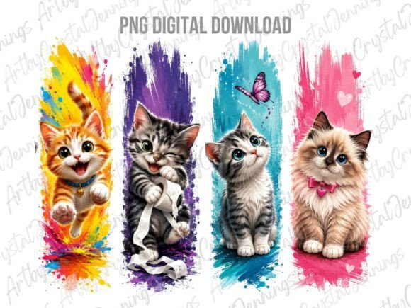 Download Cute Kitten Paint Brushstroke PNG - Paint Collection
