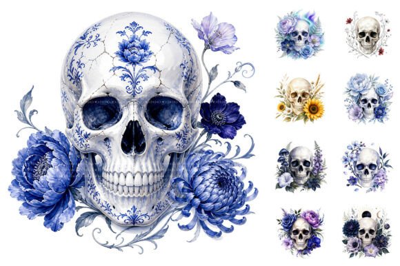 Download Watercolor Floral Skulls Sublimation PNG - Premium Resources