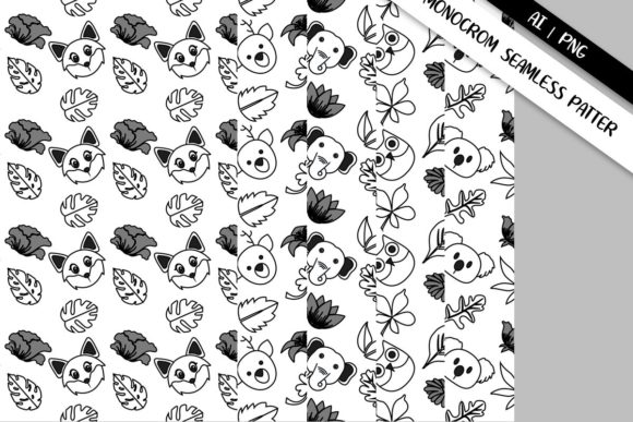 Download SEAMLESS PATTERN ANIMAL - HEAD MONOCROM - Animal Collection