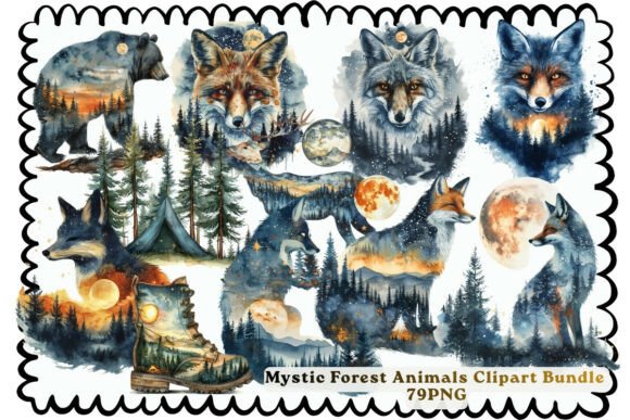 Download Mystic Forest Animals Clipart Bundle PNG - Animal Collection