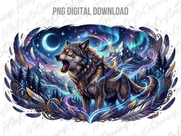 Download Celestial Wolf Night Wildlife PNG - Wild Collection